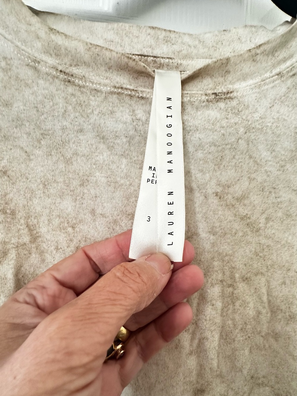 Lauren Manoogian Relaxed Short-Sleeve Crewneck T-Shirt Stains Spackled - Picture 4 of 4